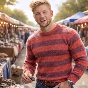 Oxknit-Brand New with tags-never worn! Men's Striped Crewneck Sweater